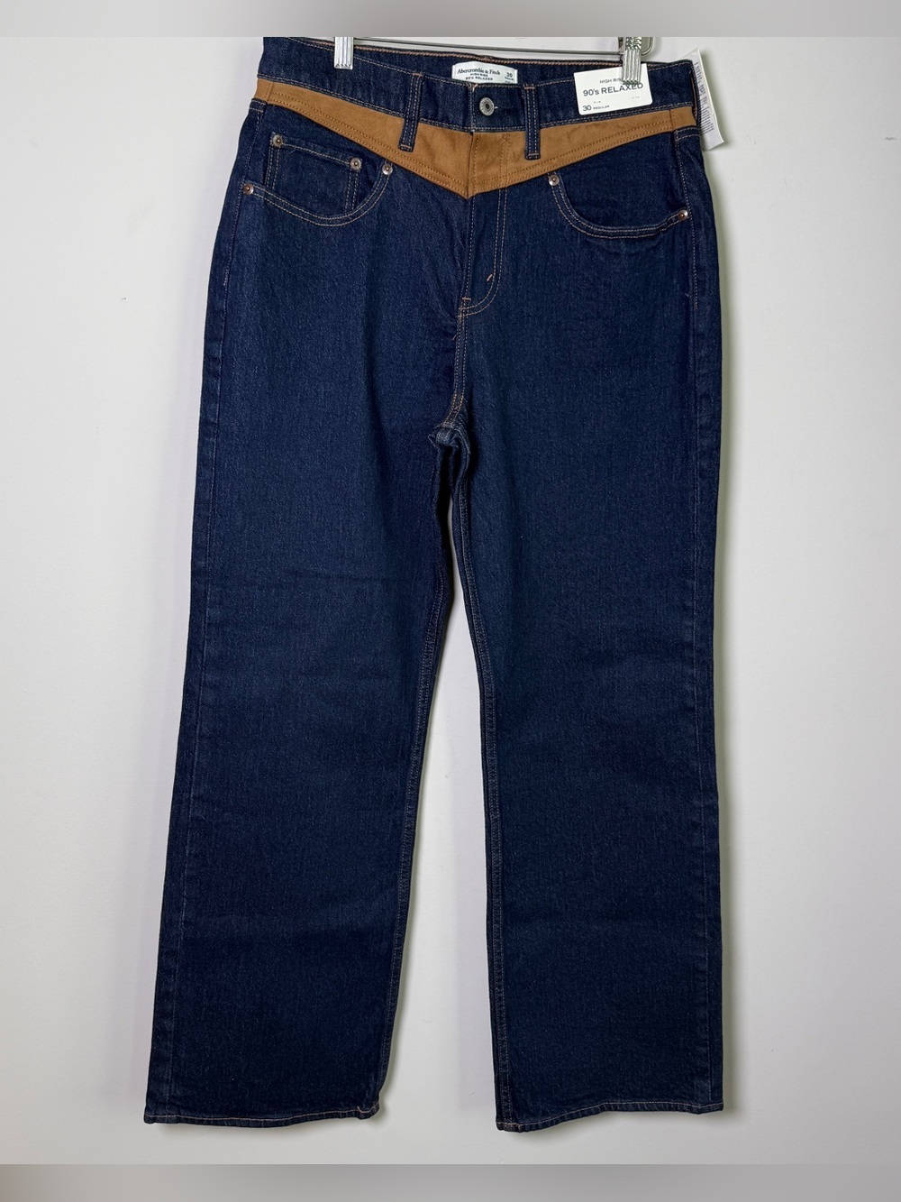 Abercrombie & Fitch High Rise 90s Relaxed Jeans Western Contrast Yoke Cowboy 30